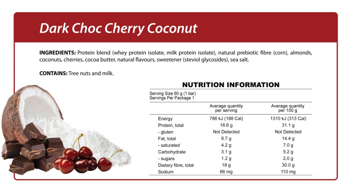 Smart Diet Solutions Protein Bar - Dark Choc Cherry Coconut 60gm