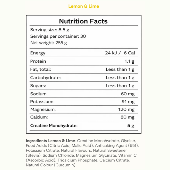 ReVitalise Creatine + Lemon Lime Flavoured Electrolyte + Creatine Drink Mix - 30 serves