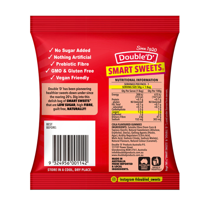 Double ‘D’: Smart Sweets™ Sour Cola Gummies 50gm