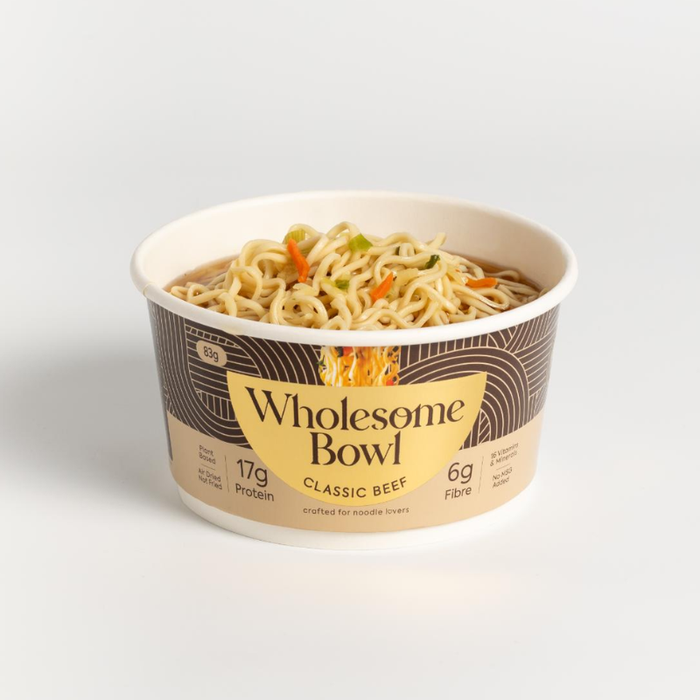 Wholesome Bowl Classic Beef Protein Noodles in a bowl - 83g