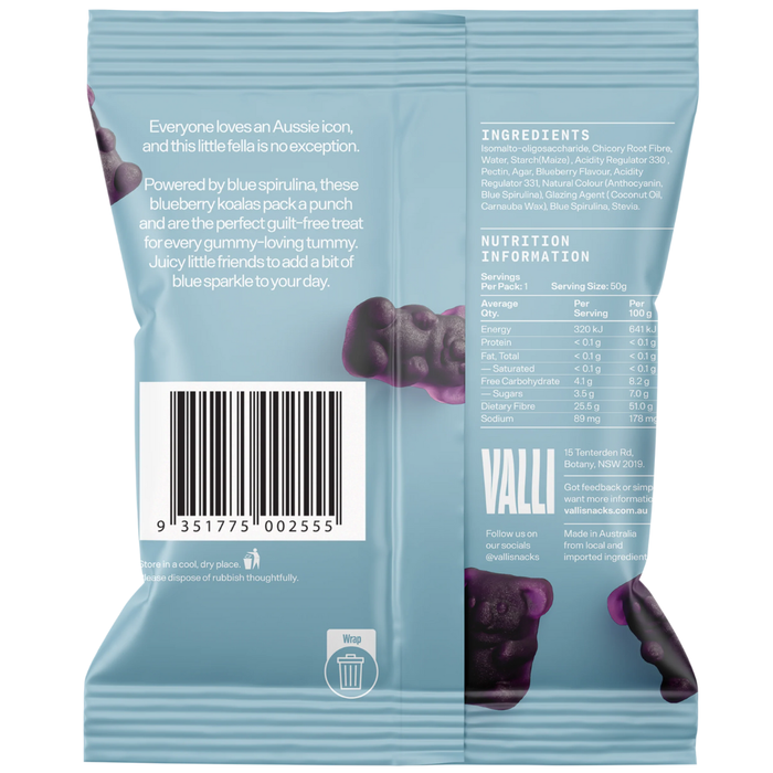 Bulk Valli Blueberry Gummy Lollies - 50g x 12