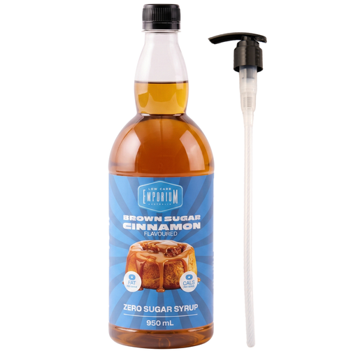 Low Carb Emporium Brown Sugar Cinnamon Flavoured Zero Sugar Syrup - 950mL Plus Free Pump valued at $10.95