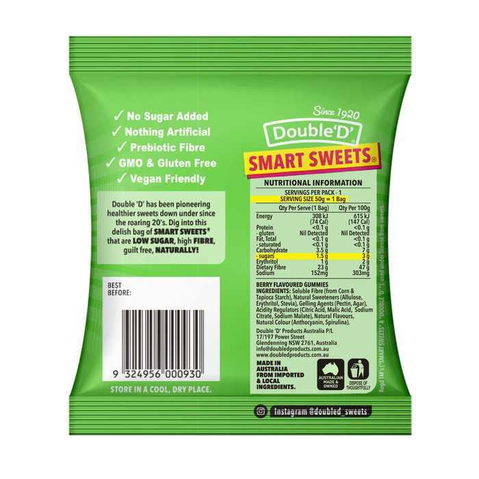 Double ‘D’: Smart Sweets™ Sour Gummies 50gm