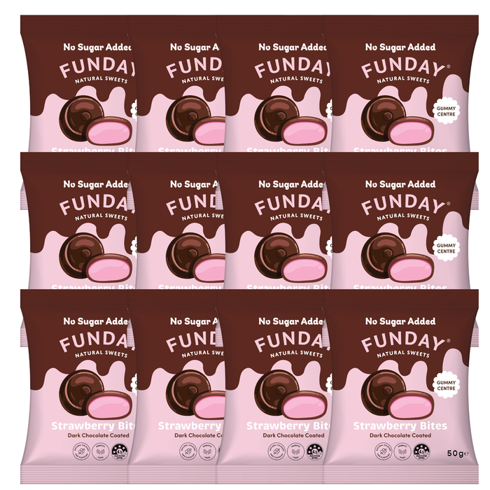 Bulk Funday Dark Chocolate Strawberry Bites - 50g x 12
