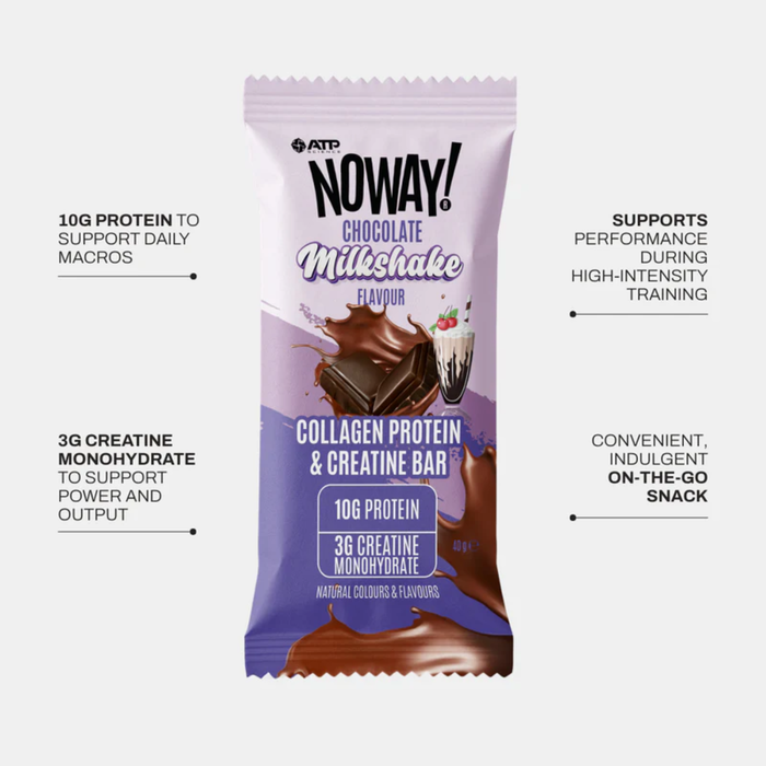Noway Collagen Protein and Creatine Bar - Chocolate Milkshake Flavour - 40g