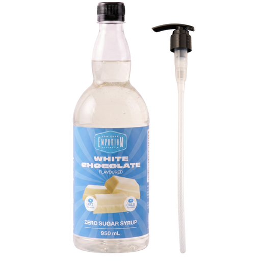 Low Carb Emporium White Chocolate Flavoured Zero Sugar Syrup - 950mL Plus Free Pump valued at $10.95