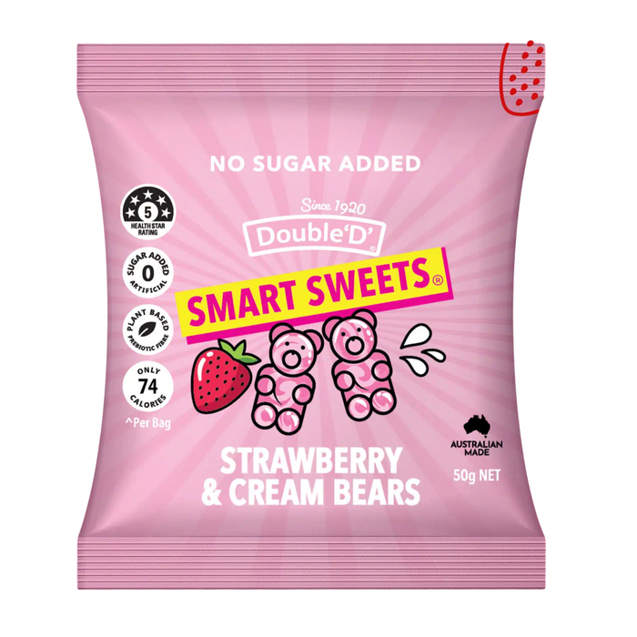 Double D Smart Sweets Strawberry & Cream Gummies 50g