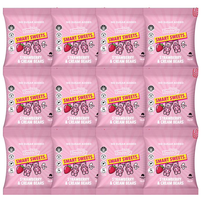 Smart Sweets Strawberry &amp; Cream Bears 50g x 12