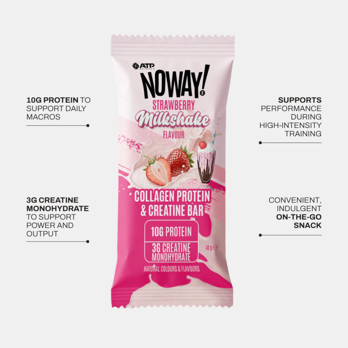 Noway Collagen Protein and Creatine Bar - Strawberry Milkshake Flavour - 40g