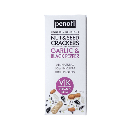 Penati Honestly Delicious Nut & Seed Crackers with GARLIC & BLACK PEPPER