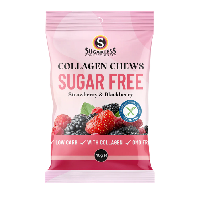 SUGARLESS CONFECTIONERY Collagen Strawberry Blackberry Chews