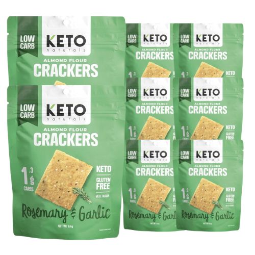 BULK Keto Naturals Almond Flour Crackers - Rosemary & Garlic - 64g x 8