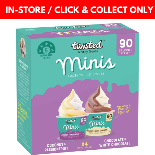 Twisted Mini Frozen Yoghurt Dessert 4 pack - Coconut & Passionfruit and Choc & White Choc - Instore and Click and Collect Only