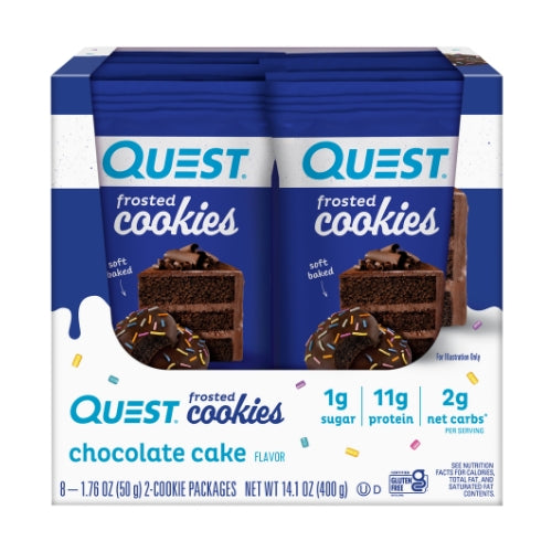 BULK QUEST Frosted Cookies - Chocolate Cake Flavour (2 x 25g) - 50g x 8