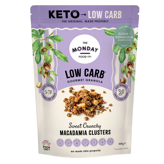 The Monday Food Co Sweet Crunchy Macadamia Clusters - Keto Granola - 800gm