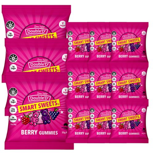 Bulk Double ‘D’: Smart Sweets™ Berry Gummies 50gm x 12 (case)