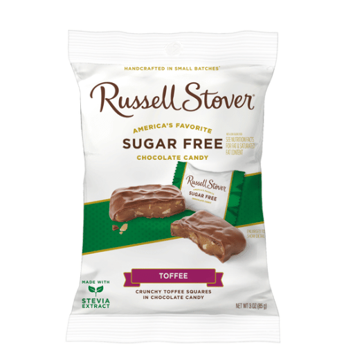 Russell Stover Sugar Free Chocolate Candy - Chocolate Covered Crunchy Toffee Squares