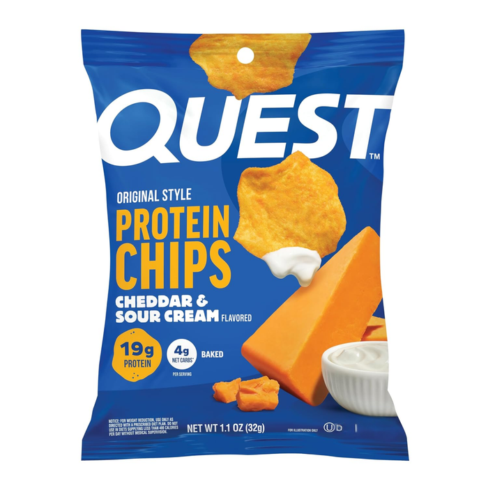 Bulk Quest Cheddar & Sour Cream Protein Chips - 32g x 8