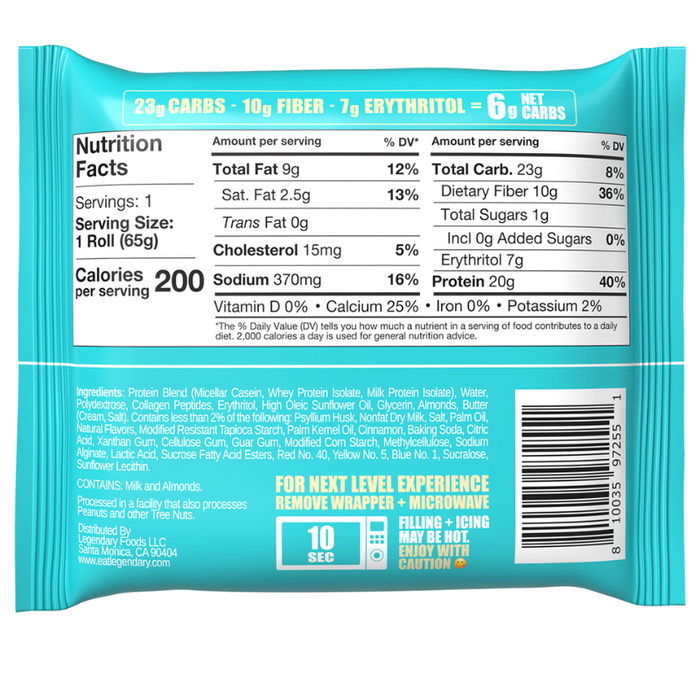 Legendary Foods Caramel Sticky Bun Flavoured Protein Sweet Roll- 65g