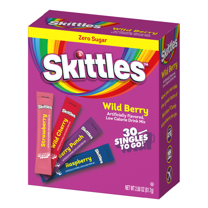Skittles Sugar Free Drink Mix Wild Berry Flavour - 30 sticks (81.7g)