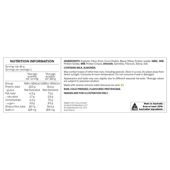 Smart Diet Solutions Protein Bar - Birthday Cake Flavour 60g