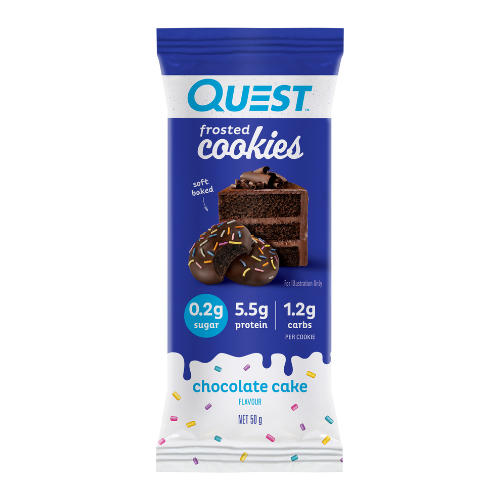 BULK QUEST Frosted Cookies - Chocolate Cake Flavour (2 x 25g) - 50g x 8