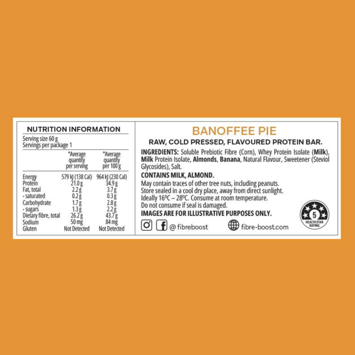 FIBRE BOOST Cold Pressed Protein Bar - Banoffee Pie Flavour 60g