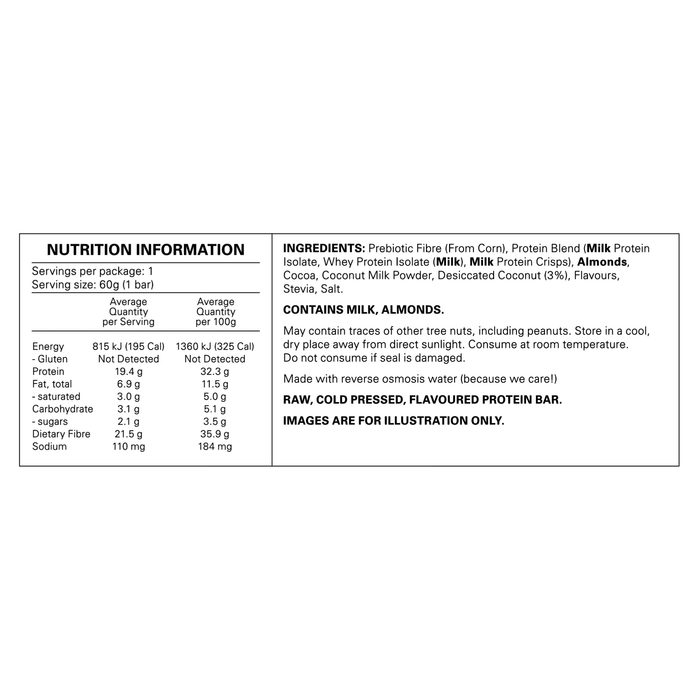 Gen-Tec Cold Pressed Pro 20 + Fibre Protein Bar - Choc Coconut 60g