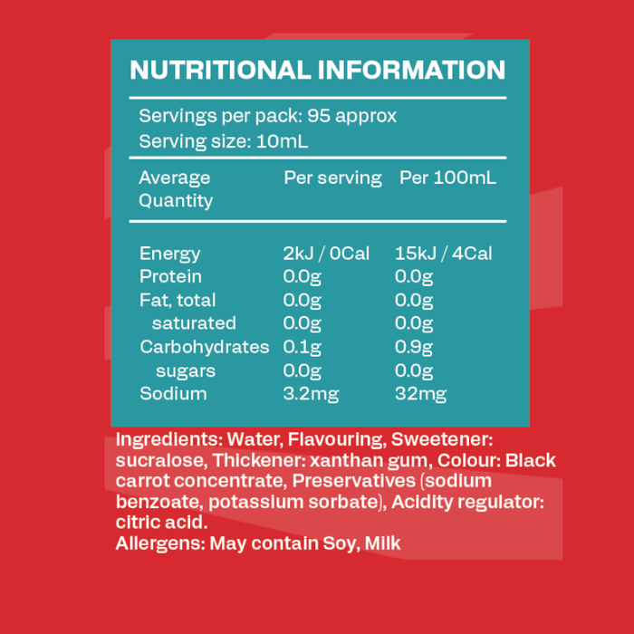 Low Carb Emporium Raspberry Flavoured Zero Sugar Syrup - 950mL