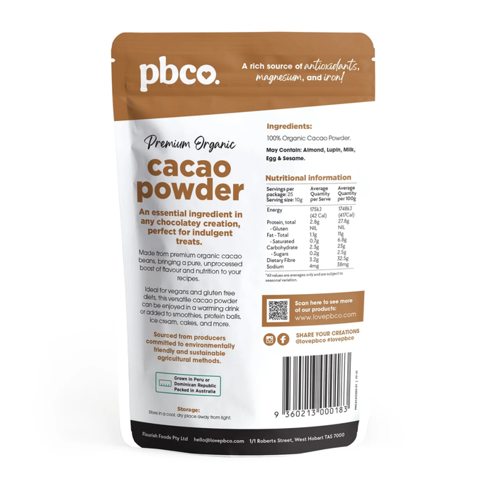 PBCo Organic Cacao Powder - 250g