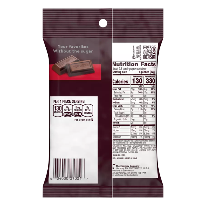 Hershey's Zero Sugar Special Dark Chocolate - 85g