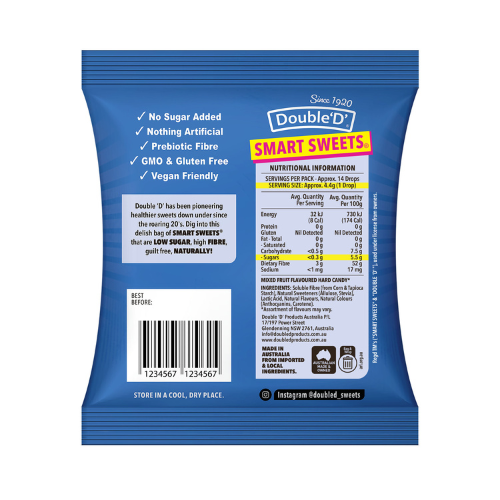 Double ‘D’: Smart Sweets Mixed Fruit Drops - 60g