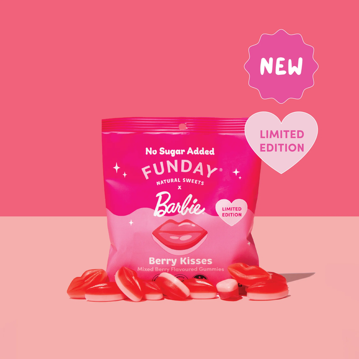 Bulk Funday x Barbie Mixed Berry Kisses Flavoured Gummies - 50g x 12