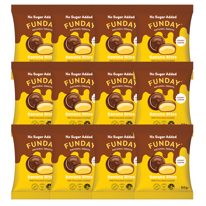 Bulk Funday Milk Chocolate Banana Bites - 50g x 12