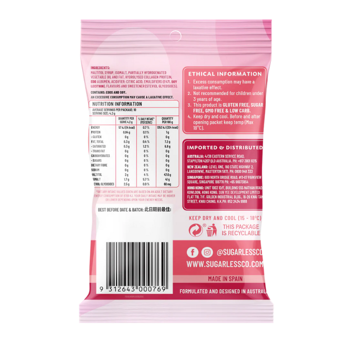 SUGARLESS CONFECTIONERY Collagen Strawberry & Blackberry Chews - 40g