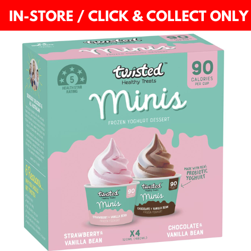 Twisted Mini Frozen Yoghurt Dessert 4 pack - Strawberry & Vanilla and Choc Vanilla Bean - Instore and Click and Collect Only