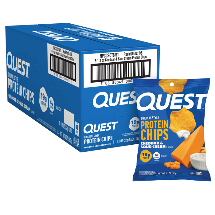 Bulk Quest Cheddar & Sour Cream Protein Chips - 32g x 8