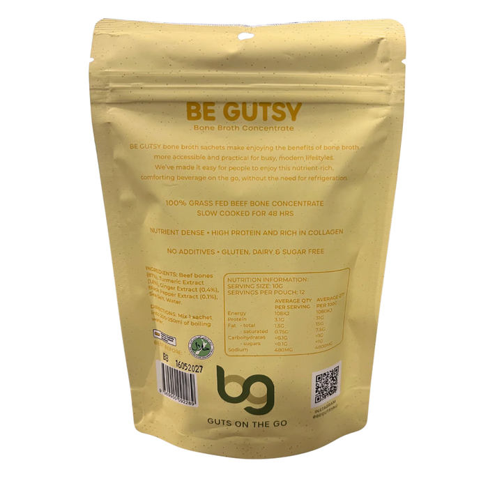 Be Gutsy - Bone Broth Concentrate On The Go - Ginger, Turmeric & Black Pepper - 12 sachets