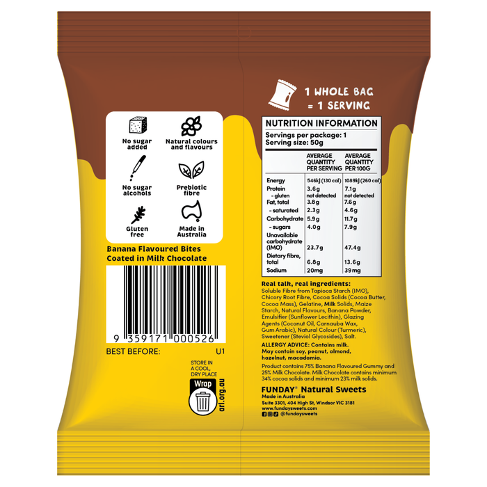 Bulk Funday Milk Chocolate Banana Bites - 50g x 12