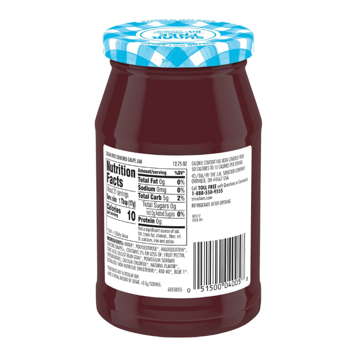Smuckers Sugar Free Concord Grape Jam - 12.75 oz (361g)