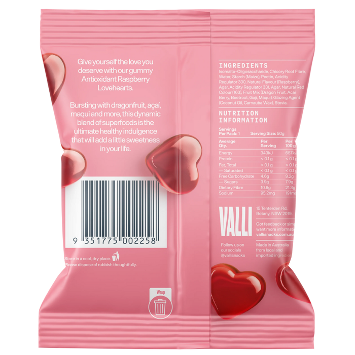 Bulk Valli Raspberry Gummy Lollies - 50g x 12