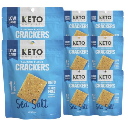 BULK Keto Naturals Almond Flour Crackers - Sea Salt - 64g x 8