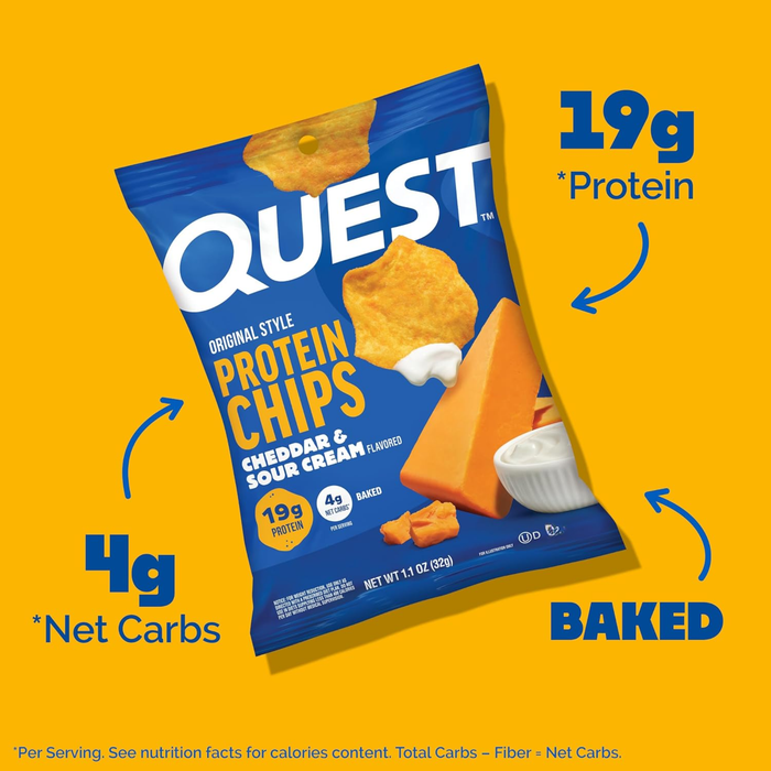 Bulk Quest Cheddar & Sour Cream Protein Chips - 32g x 8