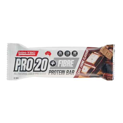 Gen-Tec Cold Pressed Pro 20 + Fibre Protein Bar - Choc Chunk 60g