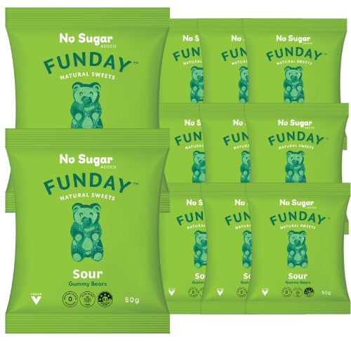 BULK Funday Sour Vegan Gummy Bears - 50g x 12
