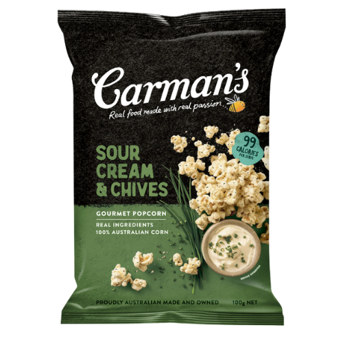 Carman's Gourmet Popcorn - Sour Cream & Chives - 5 x 20g