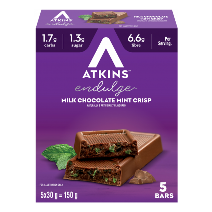 Atkins Endulge Milk Chocolate Mint Crisp - Box of 5 Bars of 30 grams