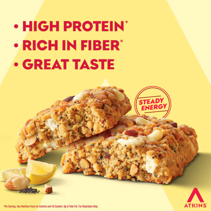 Atkins Soft Baked Lemon Poppy Seed Protein Bars 4 x 50g