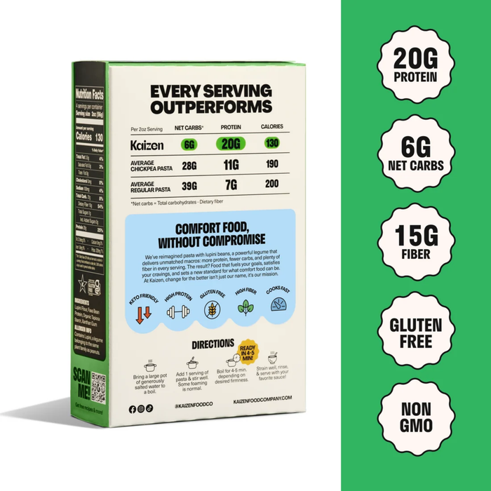 Kaizen Low Carb Protein Fusilli Pasta - 226g (4 serves)