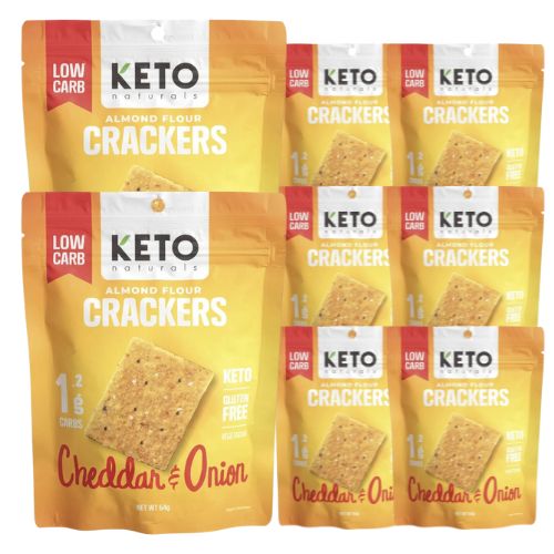 BULK Keto Naturals Almond Flour Crackers - Cheddar & Onion - 64g x 8